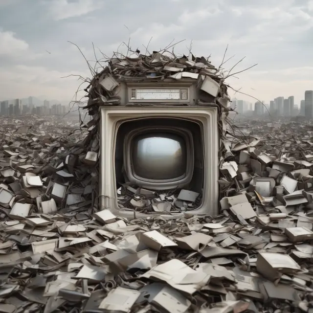 An hourglass with functional obsolescence sand slowly flowing into a recycling bin, symbolizing the need to reduce waste caused by outdated designs