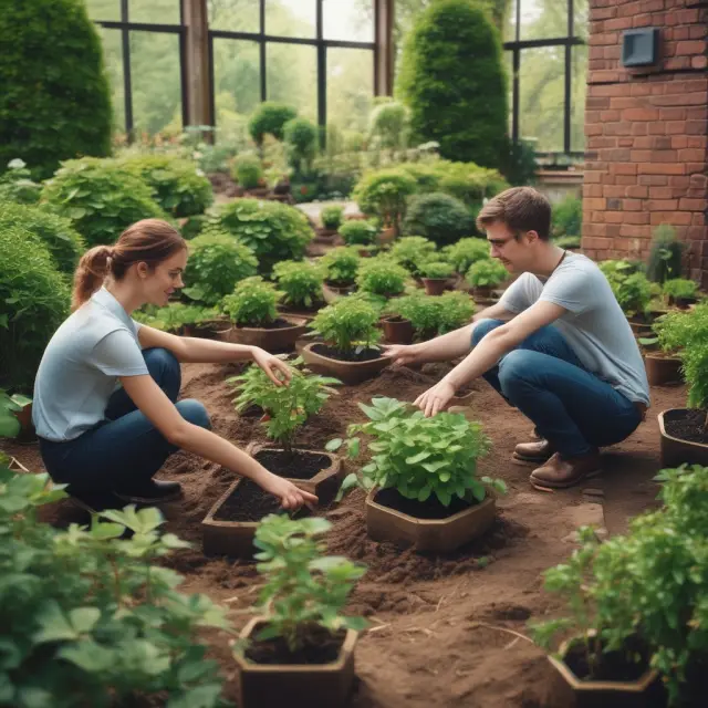 A fund manager tends to an investment garden, representing portfolio selection, risk management, and communication with investors. Teamwork and effective financial advisors ensure thriving gardens.