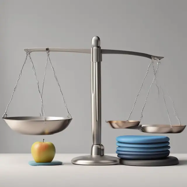 A balanced scale comparing Microsoft (software) and Apple (hardware) fundamentals, highlighting their differences in the technology sector