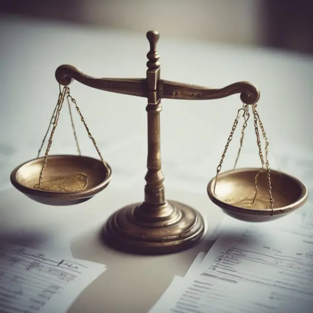 A balance scale represents fundamental analysis, as macroeconomic factors (gears) and microeconomic factors (weights) tip the scale to determine a company