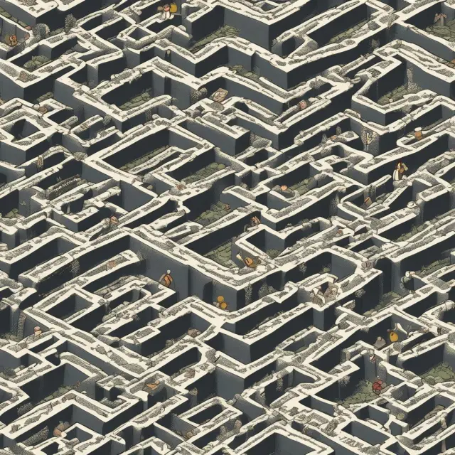 Labyrinthine financial maze showcasing diverse long-term debt instruments: bonds, convertible bonds, notes payable, and debentures.