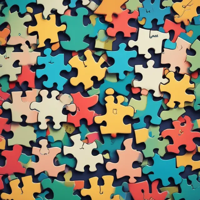 Image of a fund of funds as a jigsaw puzzle with various interlocking shapes representing underlying funds, emphasizing diversification and professional management.