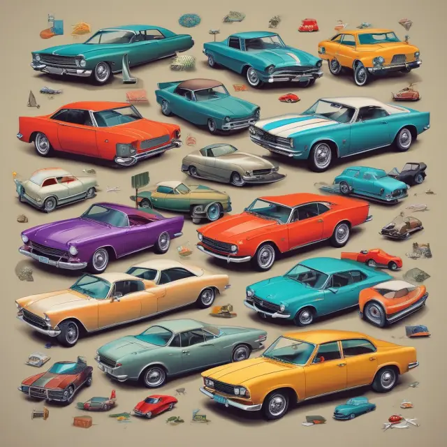 A diverse collection of unique cars, real estate properties, and collectibles, emphasizing their differences as non-fungible assets