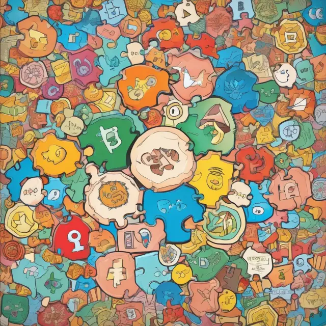 A G-20 summit table surrounded by interconnected puzzle pieces symbolizing the complex issues of global cryptocurrencies, food security, and trade wars