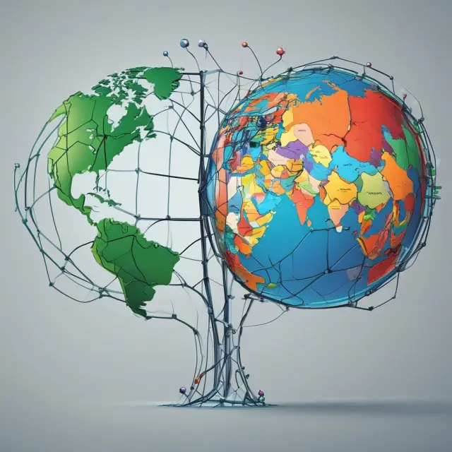 Two interlinked globes illustrating the roles and importance of G-7 and G-20 in global economic growth
