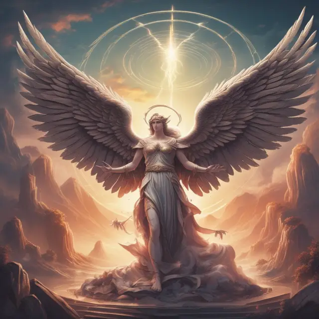 A guardian angel shielding a digital representation of Sovereign Wealth Funds, symbolizing accountability through oversight bodies and transparency in operations