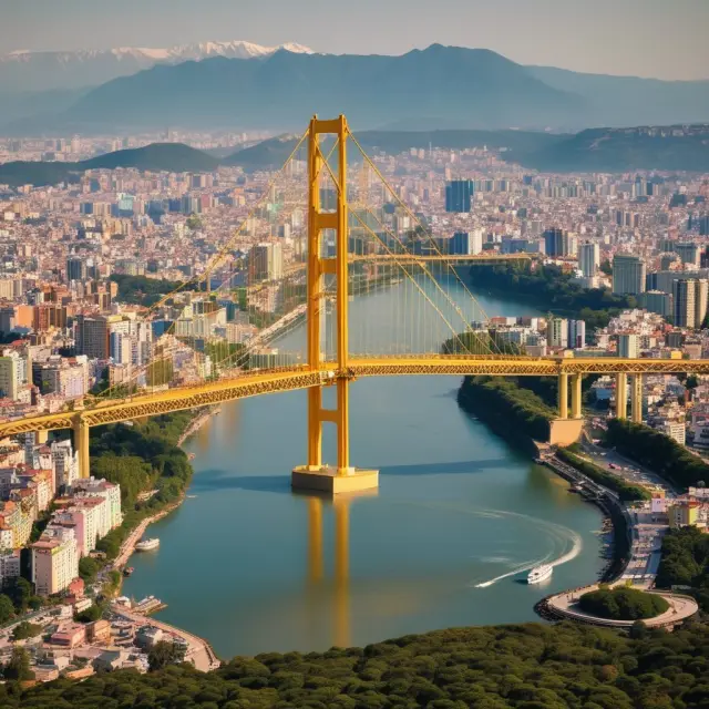 A golden set of pillars representing the Santiago Principles forms a bridge connecting sovereign wealth funds to the global economy, symbolizing transparency and accountability
