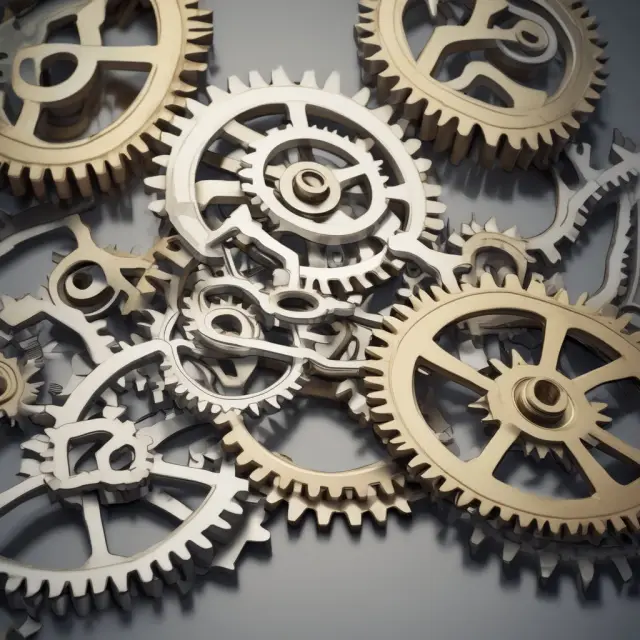 An intricate mechanism of interconnected gears symbolizing GAAP