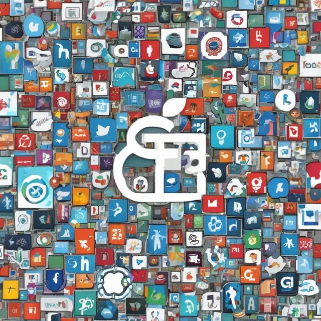 A colorful mosaic showcasing the evolution of GAFAM companies