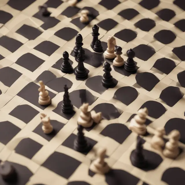 Game theoretic players strategize on a chessboard, representing interactions between teams and stakeholders in project management