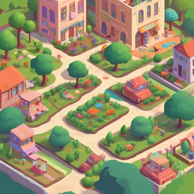 Frequent flyer programs depicted as oases, Nike+ shown as fitness mountains, Duolingo represented as a language jungle, and Starbucks Rewards displayed as a coffee garden in a gamified landscape
