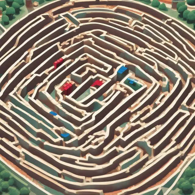 Employees navigating a maze filled with game tokens, symbolizing the implementation of gamification in the workplace for enhancing productivity