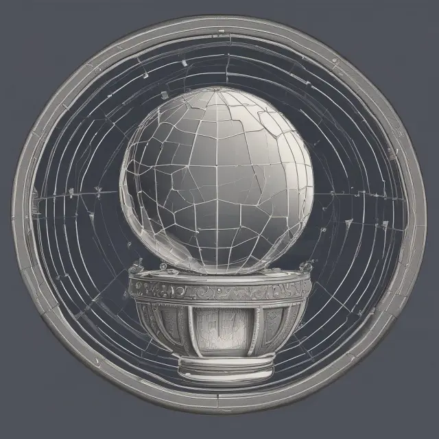 Gann angles and historical price data visualized in a crystal ball, symbolizing the power of predictive analysis for profitable trades.