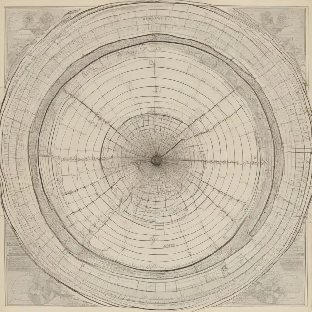 An image of Gann angles drawn at various arcs on a stock chart, enhancing market trend analysis