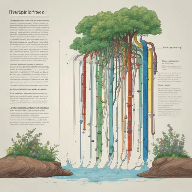 Gantt chart shown as a garden hose with tasks represented as water droplets, illustrating project scheduling and progress