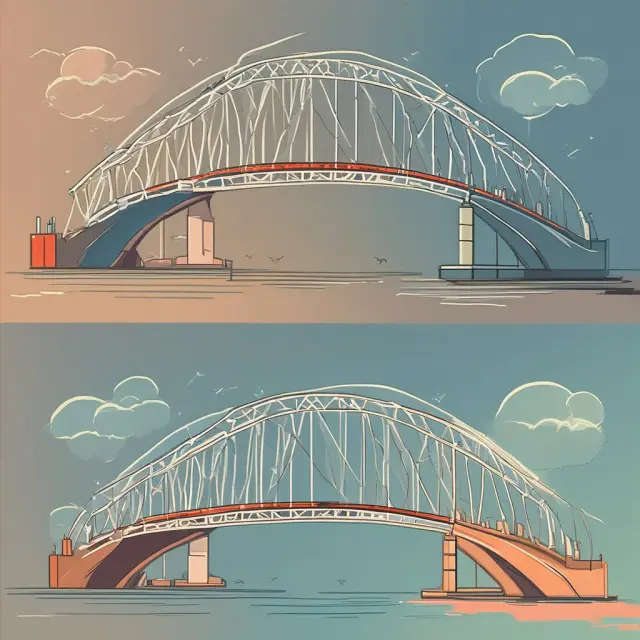 Two bridges joining a company and its goals: one for addressing market gaps and unmet needs, another for bridging strategic objectives and competitor performance.