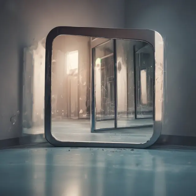 Mirror symbolizing future conditions reflects uncertainty for institutional investors during gap analysis