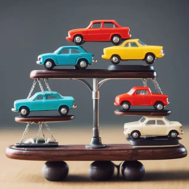 Scale weighing vehicles and gap insurance policies to illustrate different coverage options.