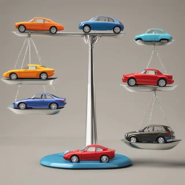 Image showing a balanced scale with cars symbolizing various makes and models affecting gap insurance costs