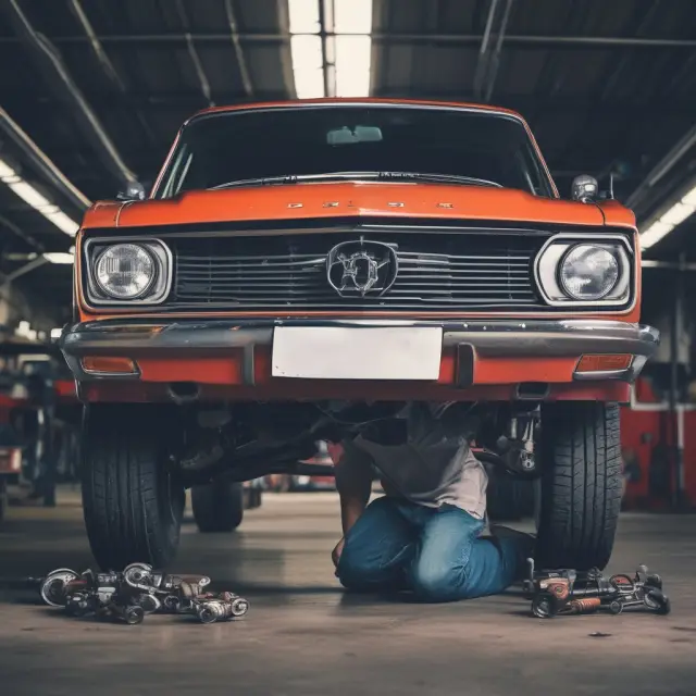 Mechanic under the hood of a car, gears representing garage liability, garage-keepers, employment practices, professional liability, property, and workers