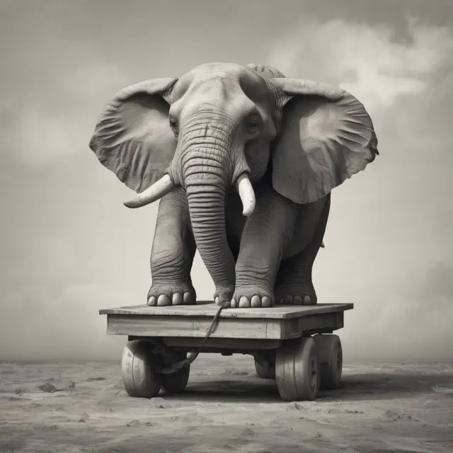 An elephant carrying a large S&L sign, representing the massive financial burden on taxpayers during a government bailout