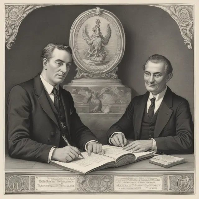 Two mythical creatures, Fernand St. Germain (phoenix) and Jake Garn (griffin), working together to create the Garn-St. Germain Depository Institutions Act