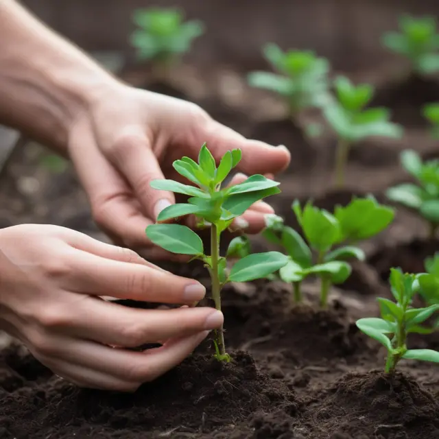 Creditor tending to a young tree symbolizing the wage garnishment process; soil represents judgment, water is court order, and leaves are withheld wages.