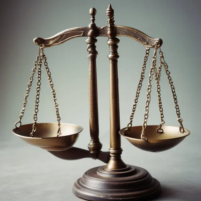 A pair of scales balanced between two sides, one representing federal law and the other state law, with a gavel and court document symbolizing the judicial process.