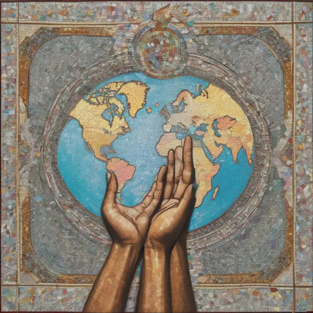 A metaphorical image of interconnected hands creating a world map, representing the countries coming together through the GATT