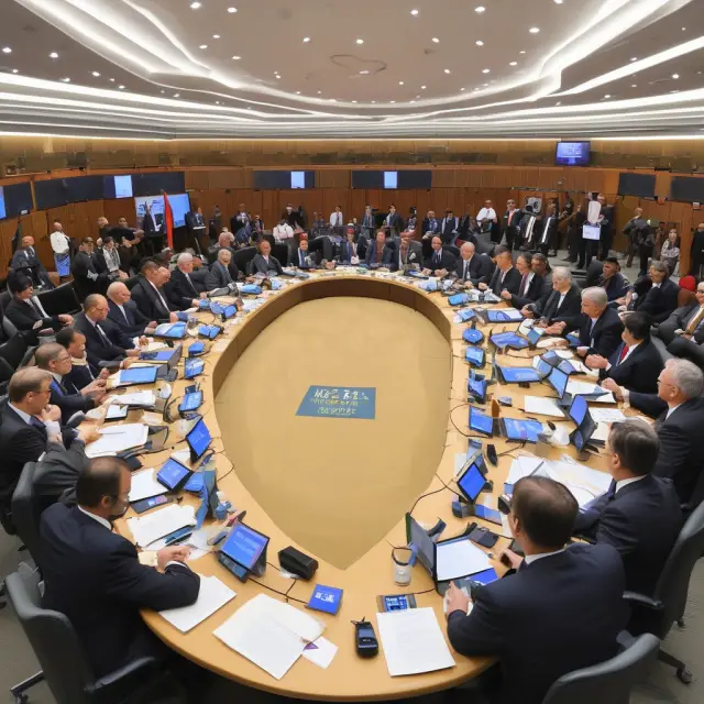 Image of global traders gathered around a table, working together to cut tariffs during the pivotal Geneva Round of GATT negotiations in 1956.
