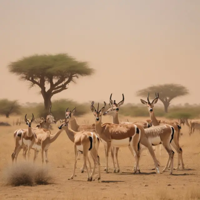 A vibrant savanna populated by gazelles, representing the US economy and its dynamic job creation through gazelle companies