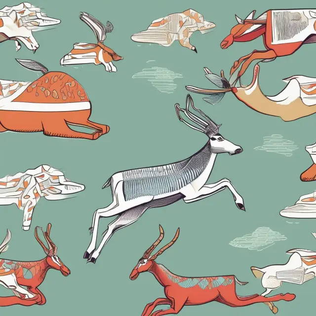 A group of gazelles representing technology, food, beverage, retail, and apparel industries, gracefully leaping forward