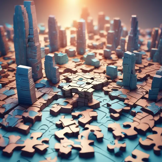 Financial institutions engaging in General Collateral Financing Trades exchange interchangeable, high-value assets, represented by intricately connected puzzle pieces.