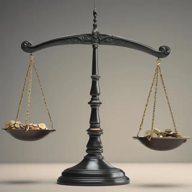 Two scales represent potential and actual GDP, with an ideal balance symbolizing a minimal gap.
