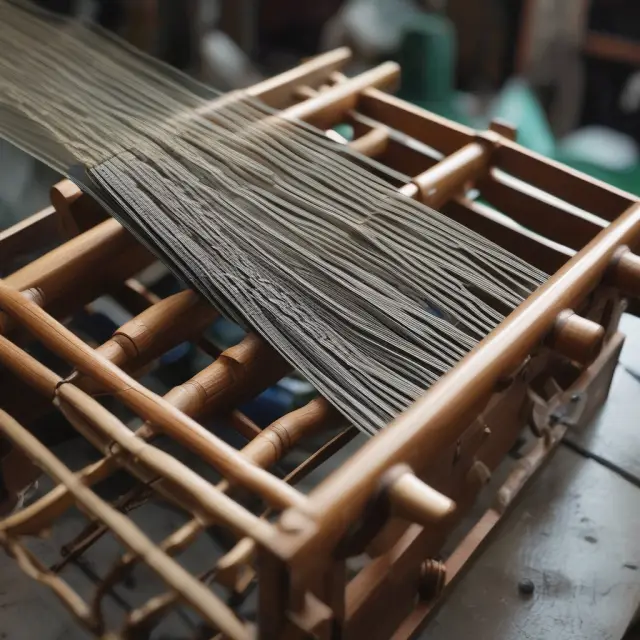 A loom creating the GDP price deflator index, illustrating the transformation of nominal and real GDP into accurate measures for economic analysis