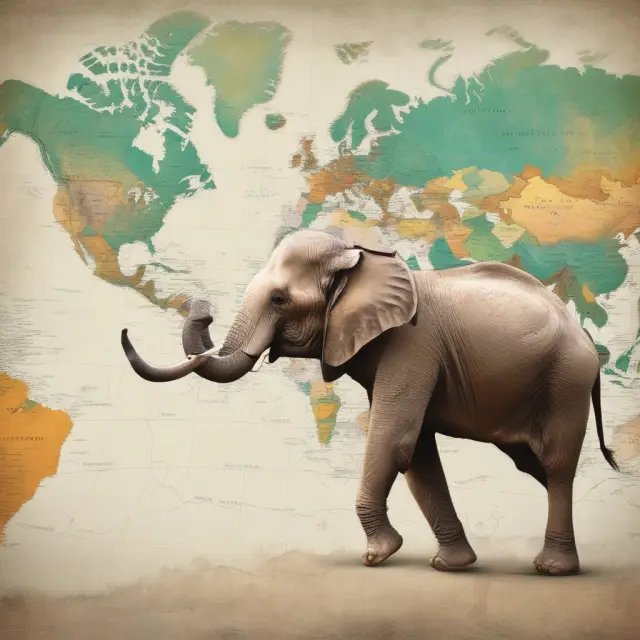 An Indian elephant symbolizes TCS expanding beyond borders through successful GDR issuance.