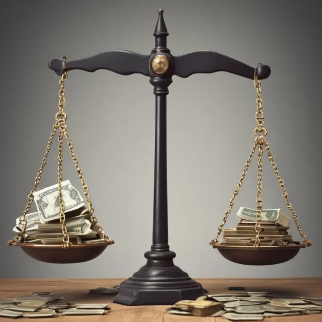 Scales balancing debt and equity with gearing ratio indicators