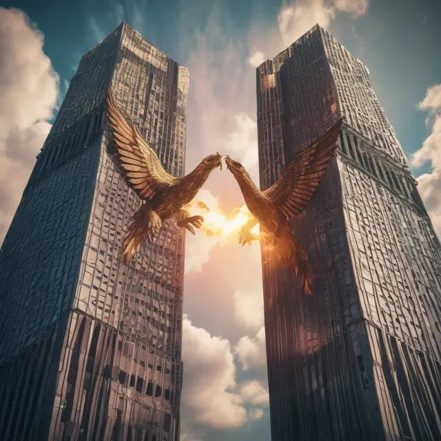 Two fortified towers flanking a fiery Phoenix - Secure & Innovative Gemini Exchange