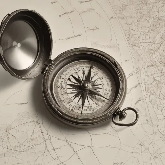 A gemologist using a compass to navigate ethical practices, symbolizing trust and transparency in the gemological industry.