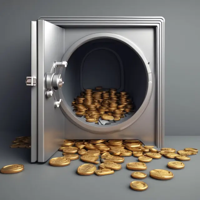 Insurance vault receiving premium coins; dividing into loss reserves, operations, and investments