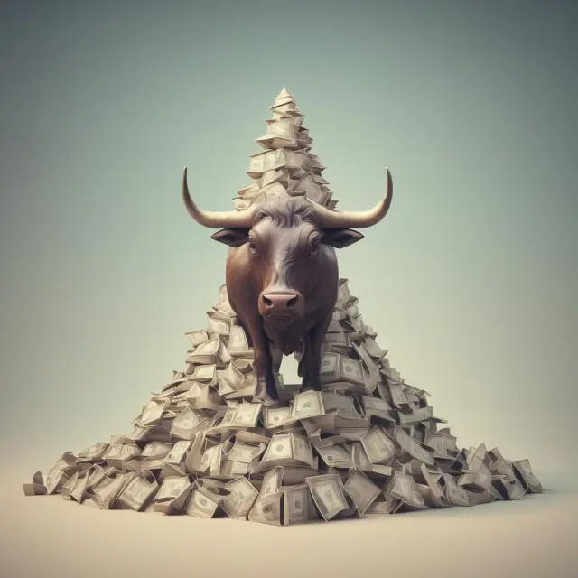 Bull representing sales, towering over administrative expenses