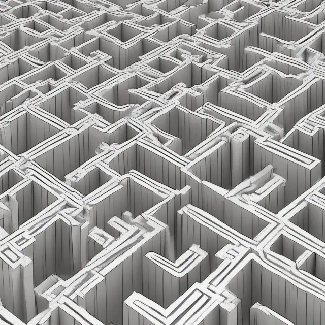 An intricately designed office maze filled with cubicles, where each label represents a common general and administrative expense.