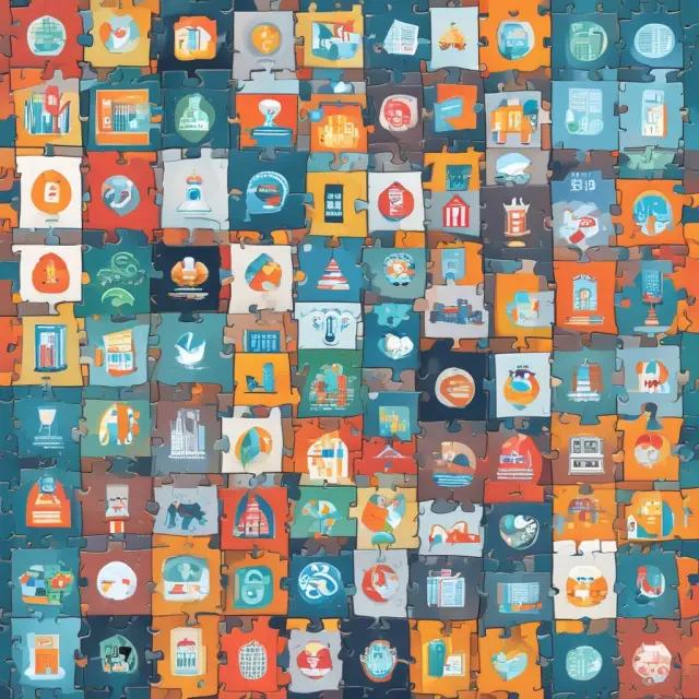 Mosaic image representing C corp, S corp, partnership, and sole proprietorship businesses forming a puzzle that meets eligibility criteria for general business tax credits