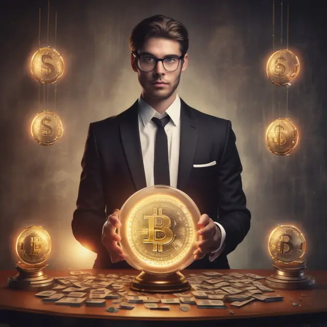 Business strategist holding a crystal ball revealing multiple golden dollar sign opportunities representing various tax credits