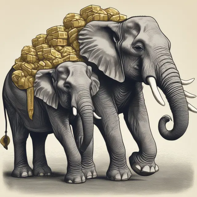 Three elephants representing tech startup, energy production, and construction industries carry golden tax credit plaques, illustrating business tax savings