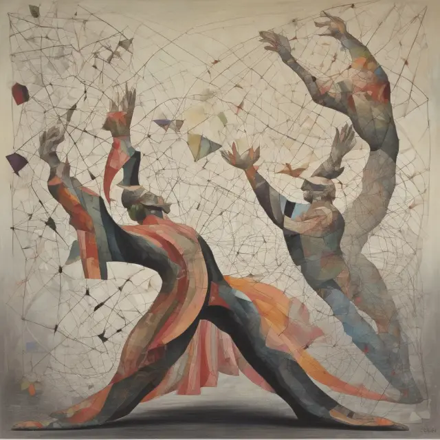 Artwork depicts interconnected markets dancing harmoniously, symbolizing the concept of general equilibrium theory