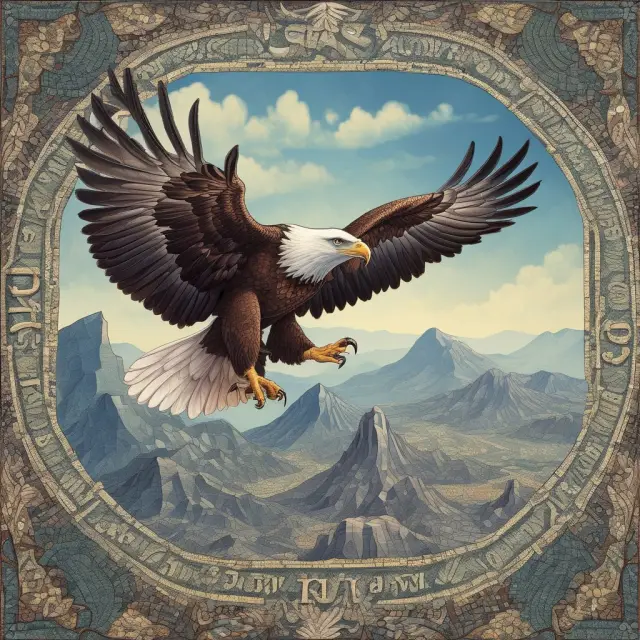 An eagle, representing strategic leadership, observes a financial mosaic showcasing the diverse aspects of a GM