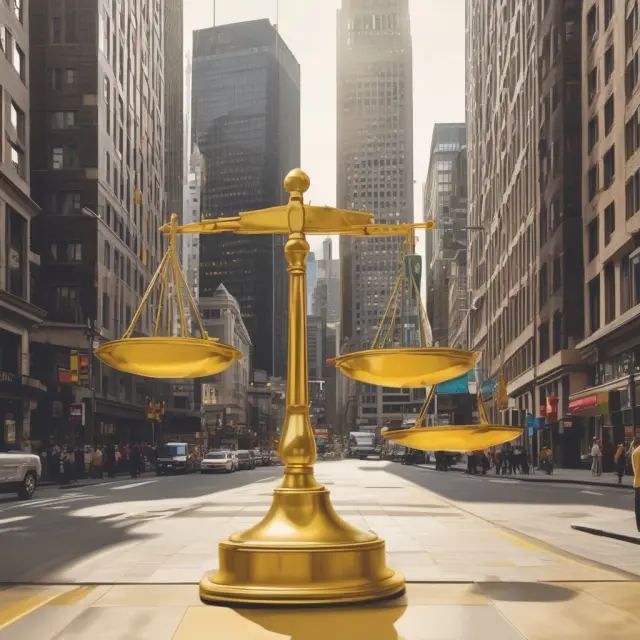 Golden scales illustrating Business A
