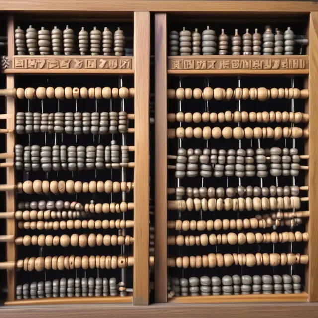 A large, intricate abacus illustrating double-entry bookkeeping