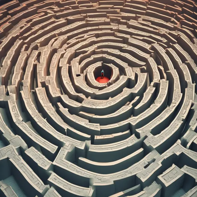 An investor balancing on a tightrope while navigating a labyrinth of interest rates, inflation, and political instability to find stable general obligation bonds